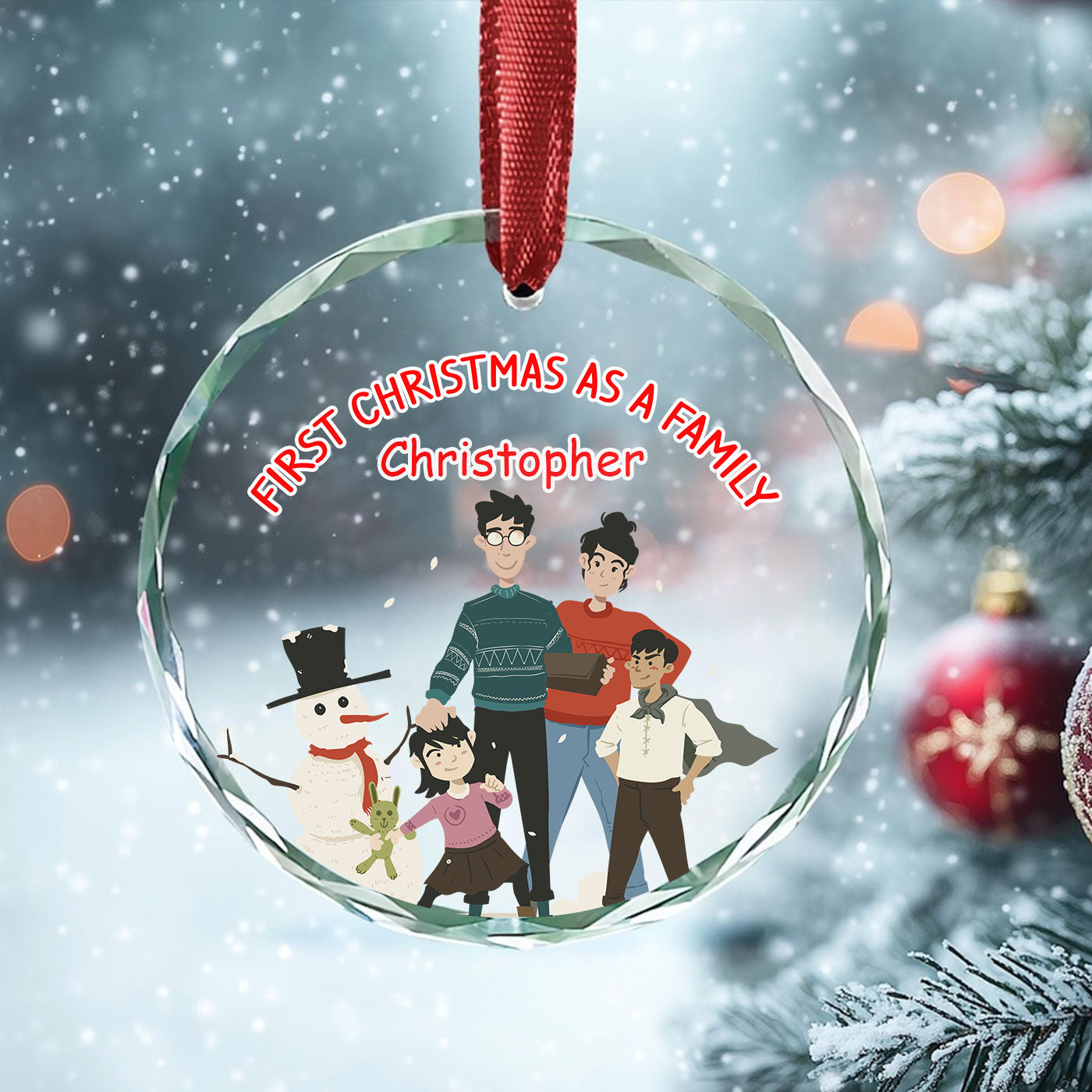 First Christmas as a Family | Celebrate a Special Holiday | Glass Ornament